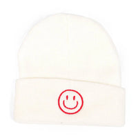 Embroidered Happy Face Beanie